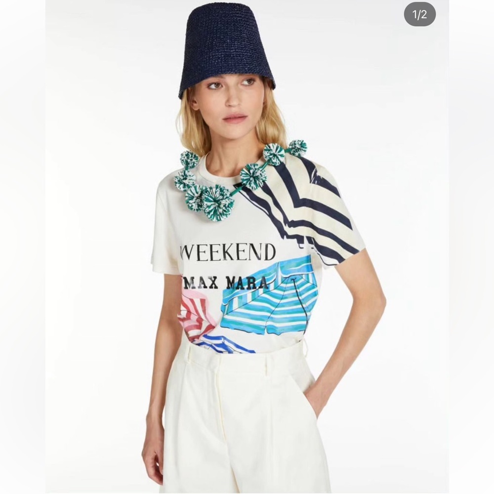SOLD! Weekend Max Mara Label-cut Cotton T-shirt with Print Size: Various - Picture 6 of 14